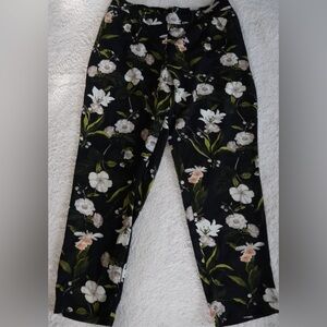 Cynthia Rowley Floral Black Pants